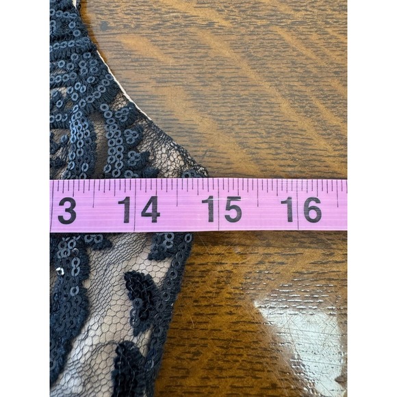 Free People Dress Womens 2 Black Lace Sequin Sheath Slip Party Cocktail - Picture 6 of 8